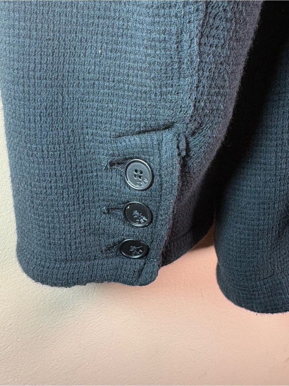 John Varvatos USA Black Sherpa Lined Waffle Knit Sweater Jacket Large - Picture 4 of 9